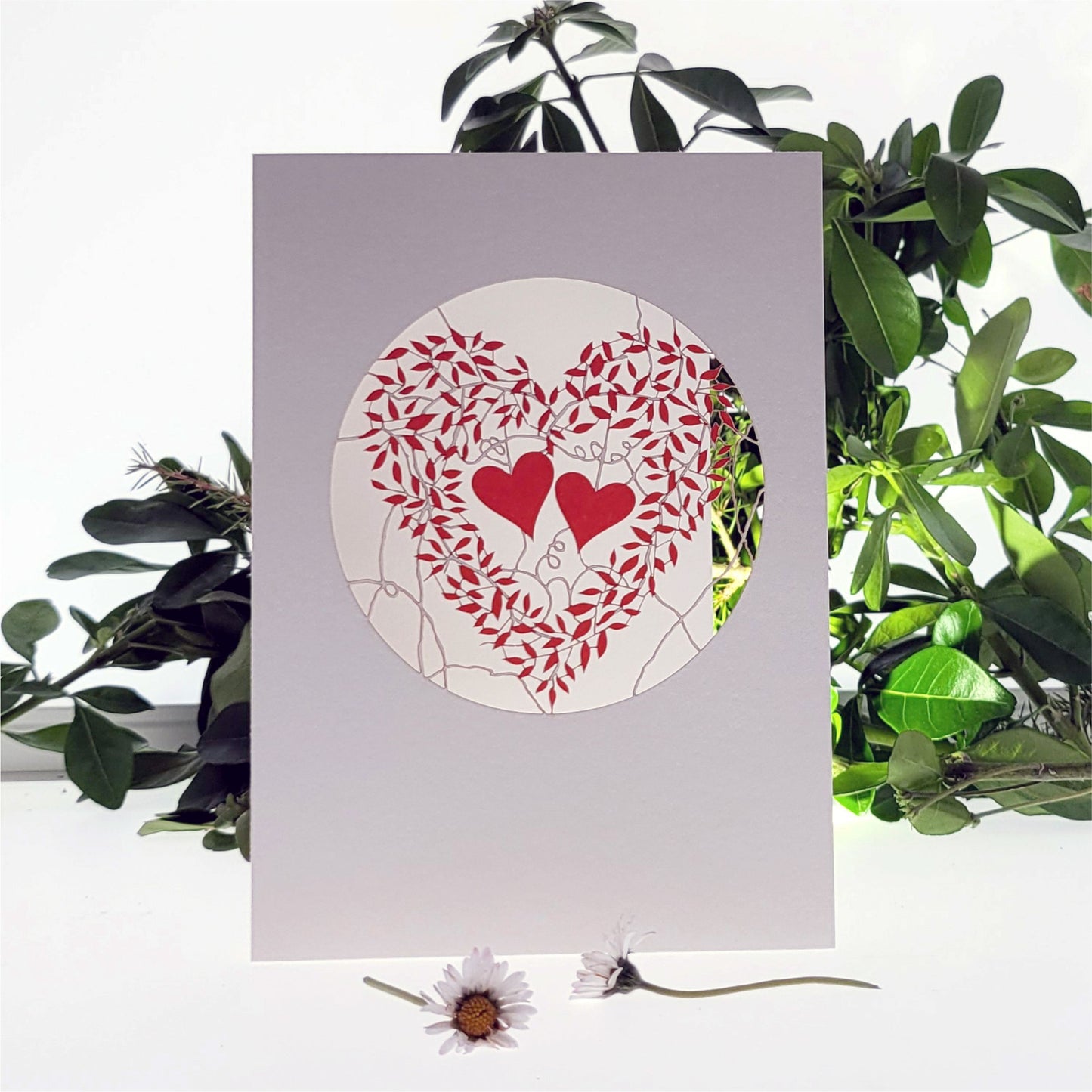 Vine Heart Red - Blank - Love/Valentines Card - VPM14