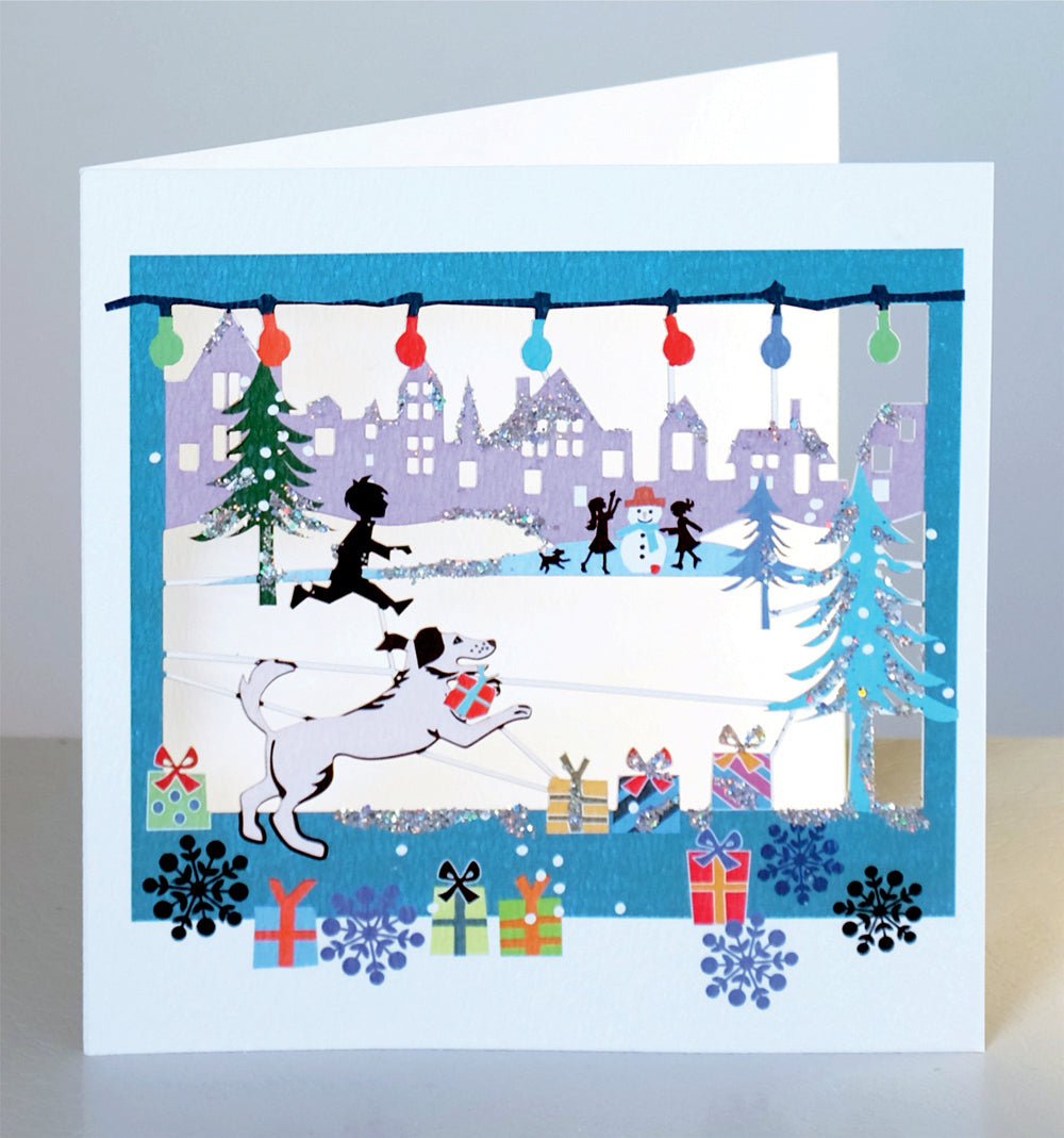 Dog and Children - Christmas Card - Blank - XPM037