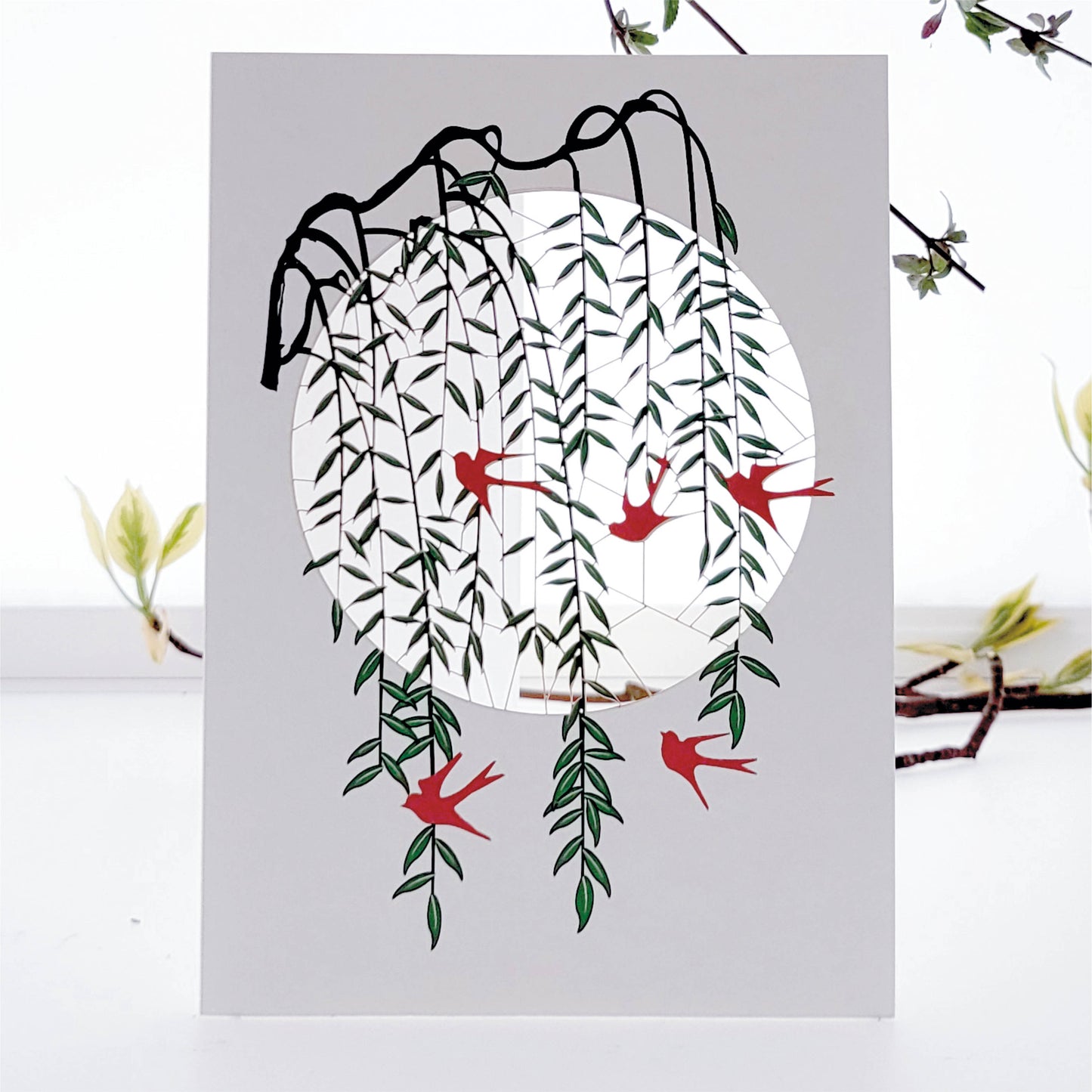 Birds Through Branches - ''Blank Card'' - Birthday Card - PM687