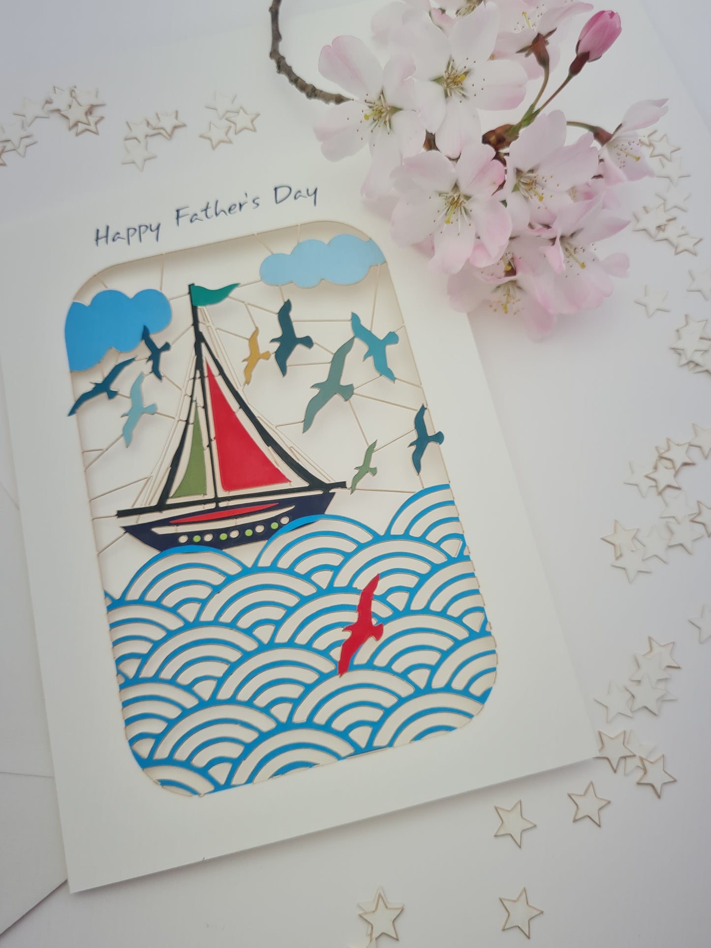 Boat and Seabirds - ''Happy Father's Day'' - Fathers Day Card - PMF008