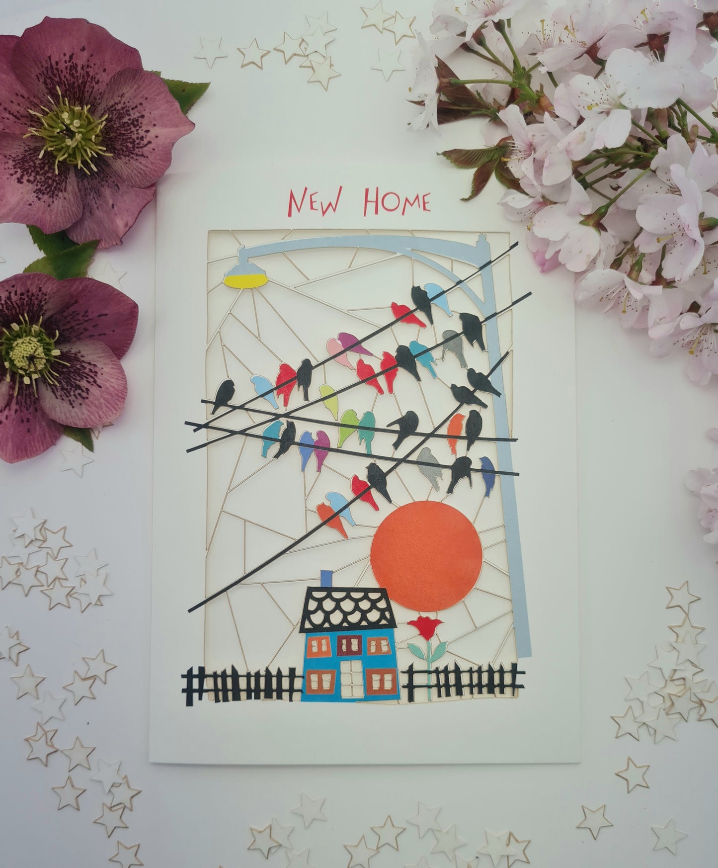 ''New Home'' Card, House & Birds - PM106
