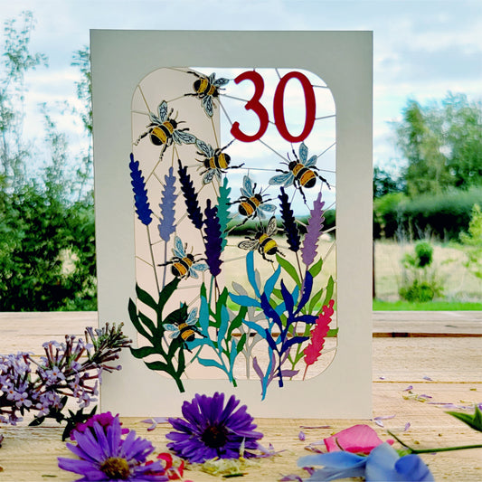 Age 30 Birthday Card, 30th Birthday Card, Bee Card - Be030