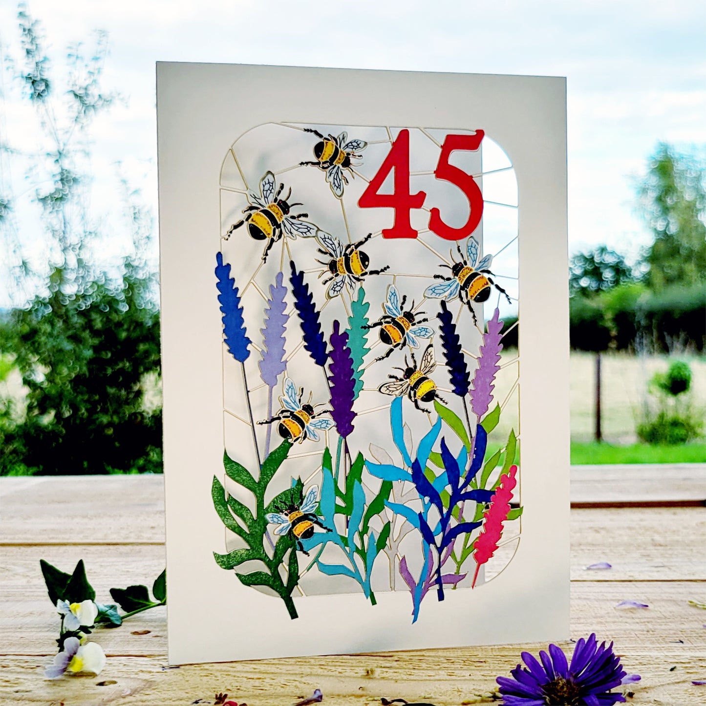 Age 45 Birthday Card, 45th Birthday Card, Bee Card - Be045