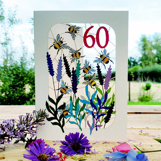Age 60 Birthday Card, 60th Birthday Card, Bee Card - Be060