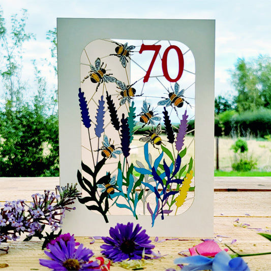 Age 70 Birthday Card, 70th Birthday Card, Bee Card - Be070