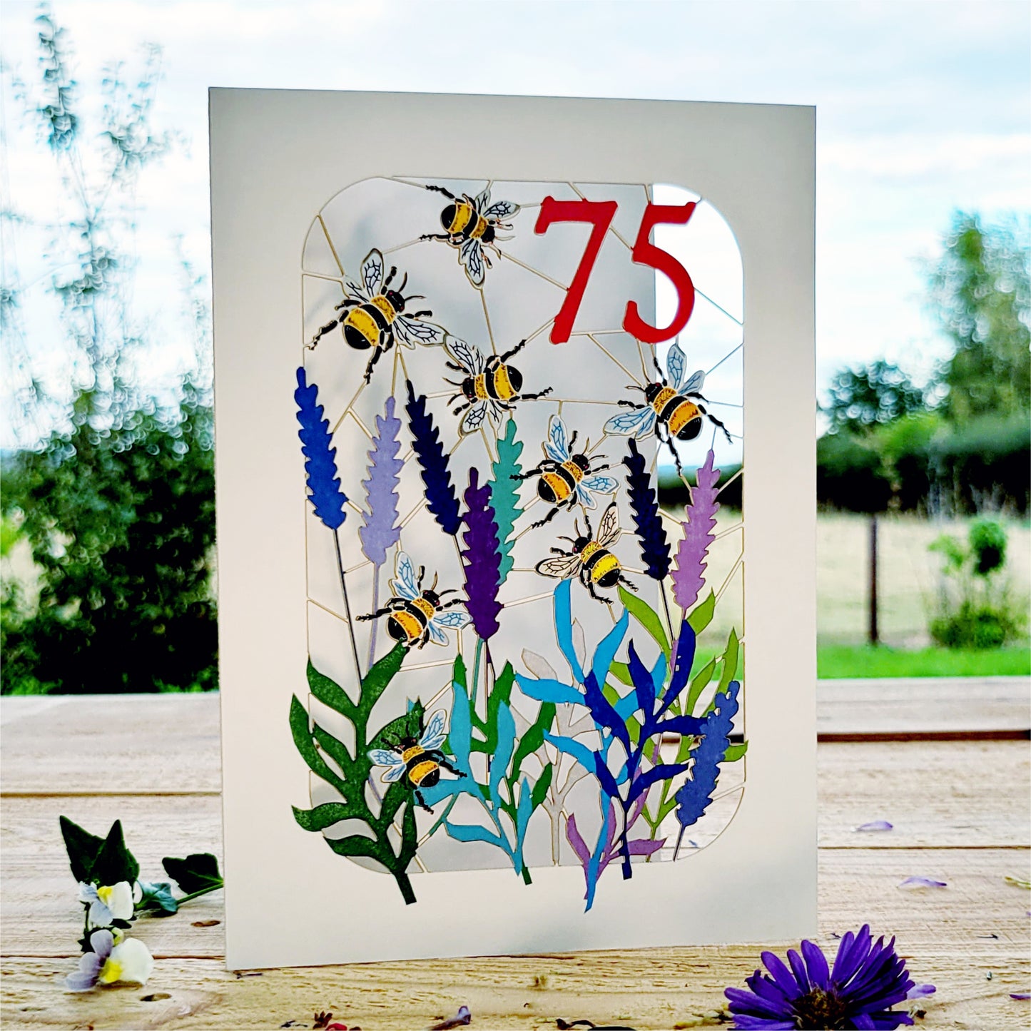 Age 75 Birthday Card, 75th Birthday Card, Bee Card - Be075