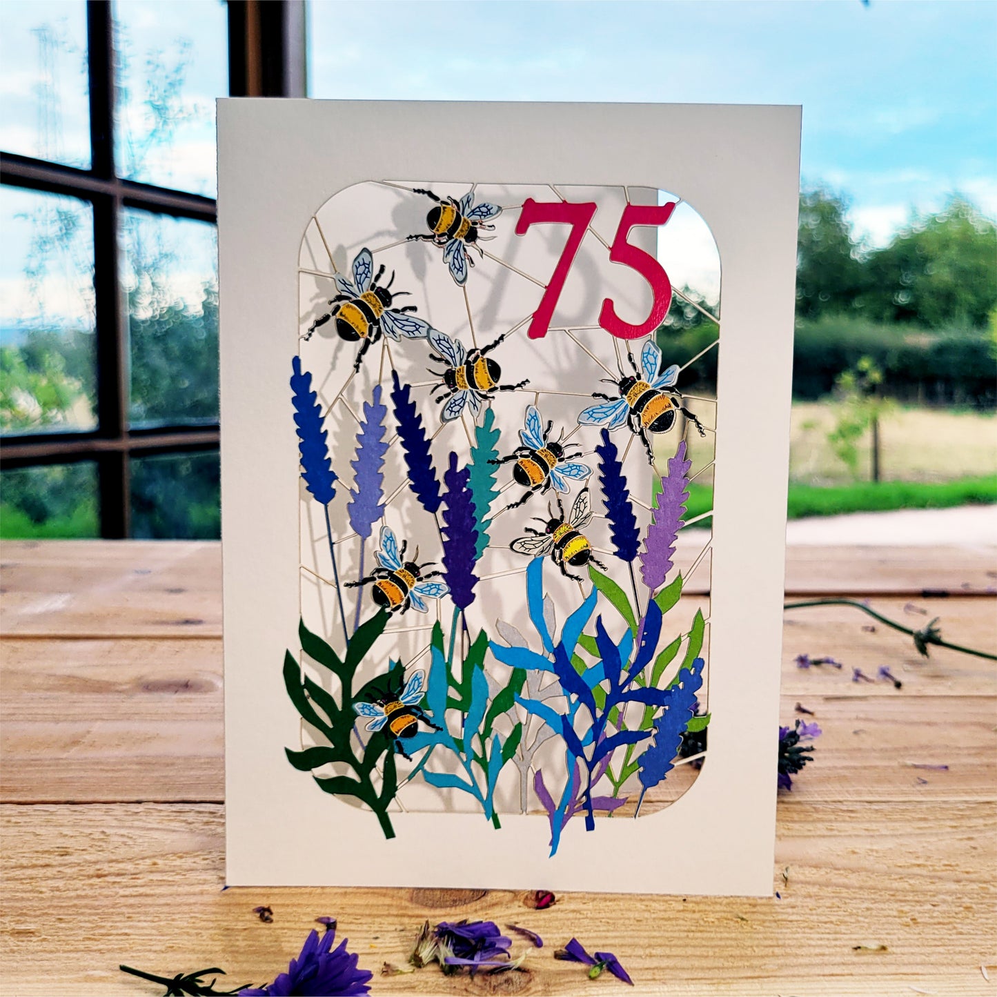 Age 75 Birthday Card, 75th Birthday Card, Bee Card - Be075