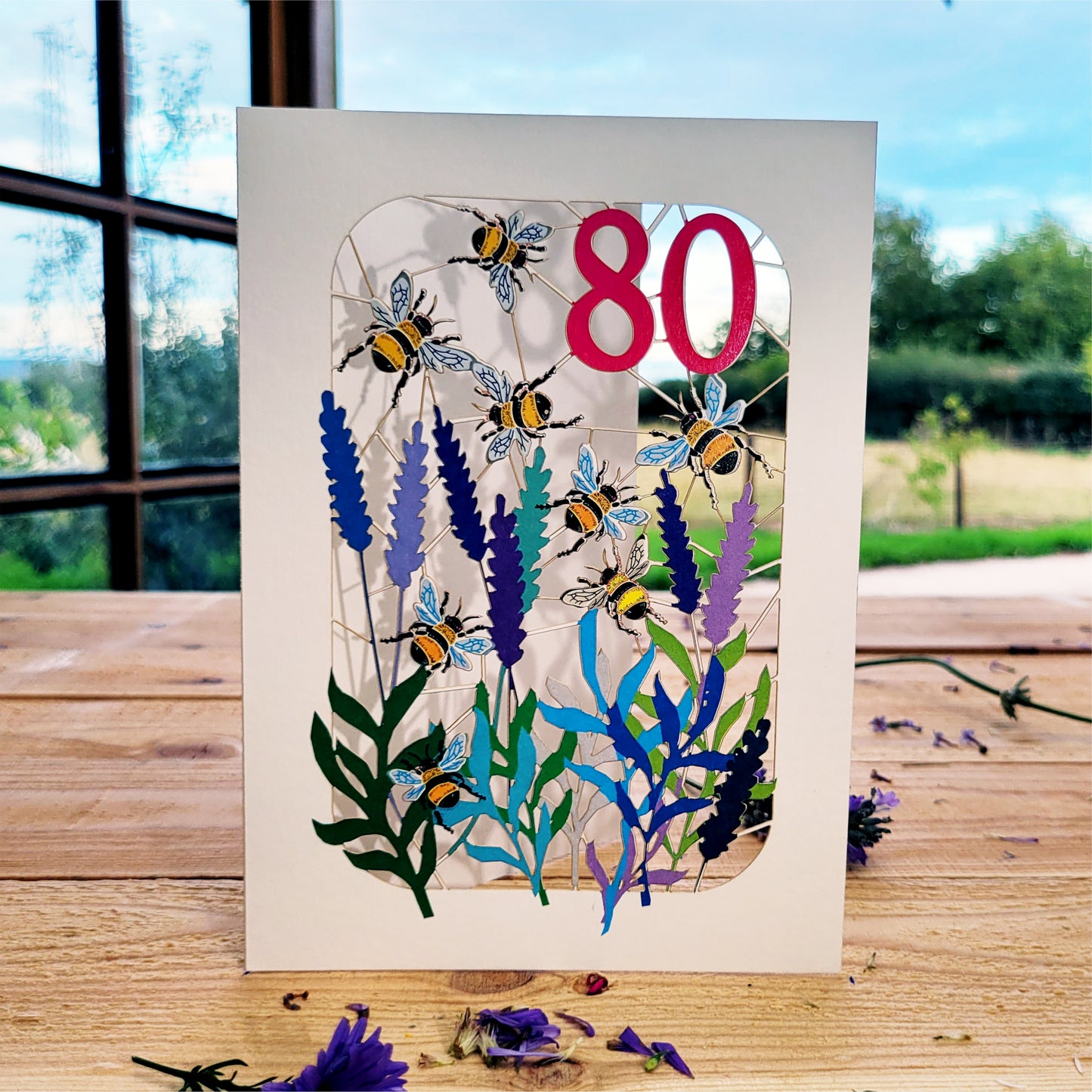 Age 80 Birthday Card, 80th Birthday Card, Bee Card - Be080