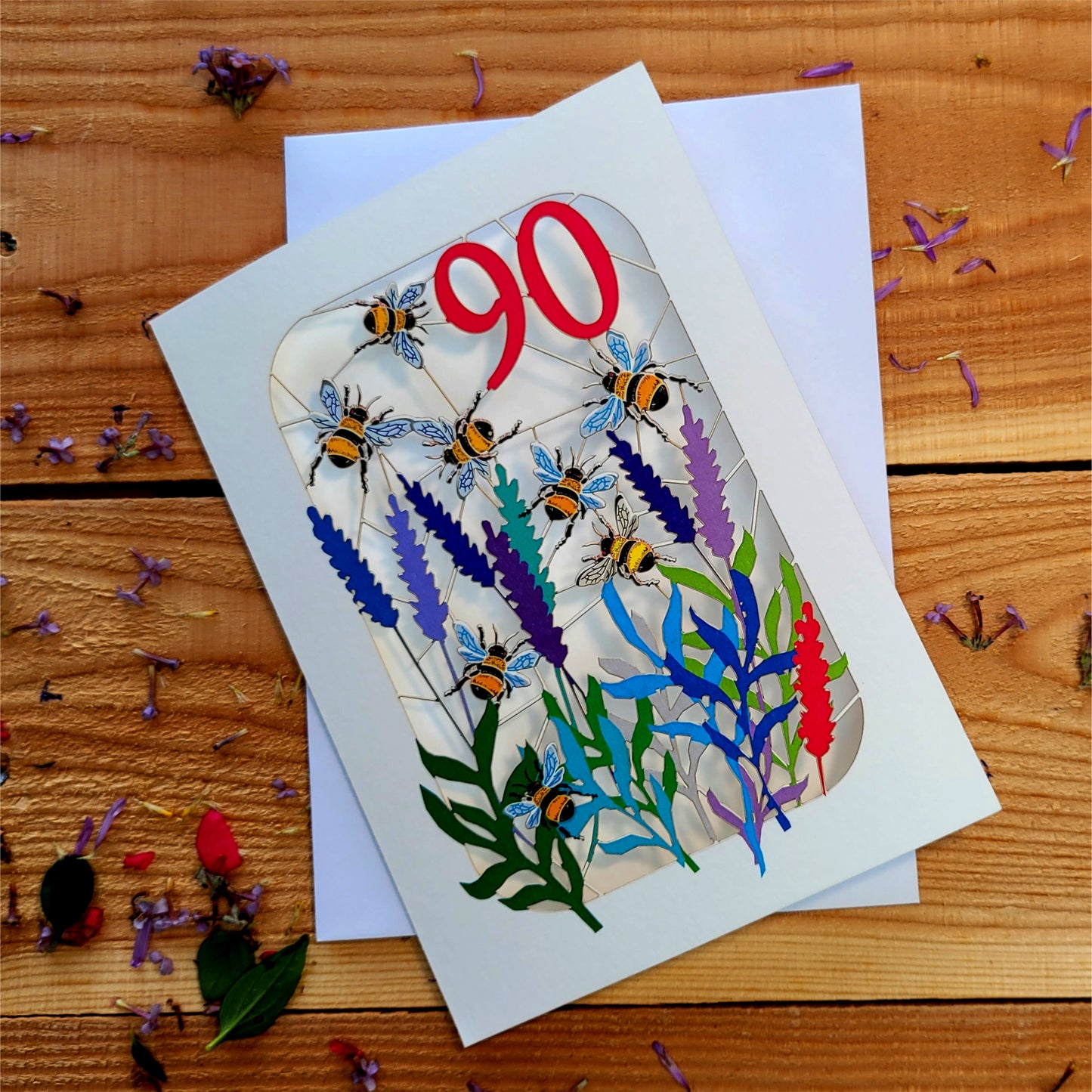 Age 90 Birthday Card, 90th Birthday Card, Bee Card - Be090