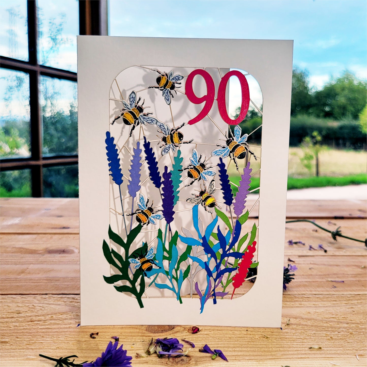 Age 90 Birthday Card, 90th Birthday Card, Bee Card - Be090