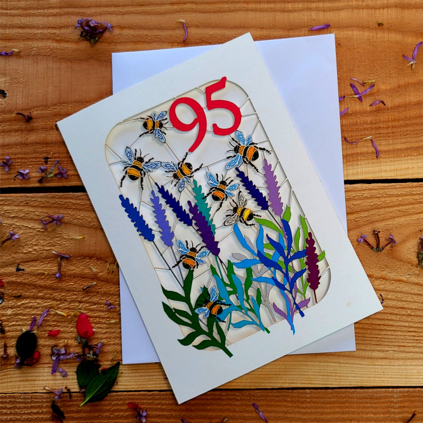 Age 95 Birthday Card, 95th Birthday Card, Bee Card - Be095