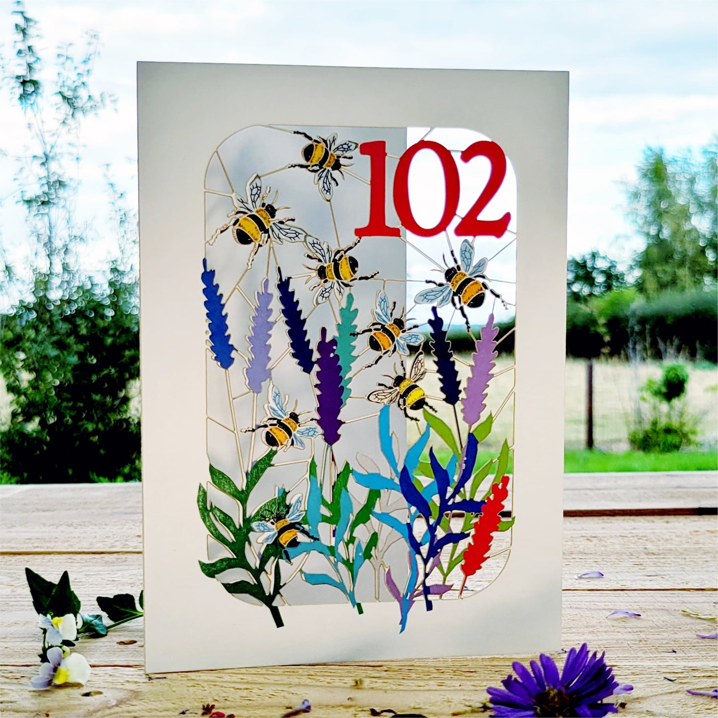 Age 102 Birthday Card, 102nd Birthday Card, Bee Card - Be102