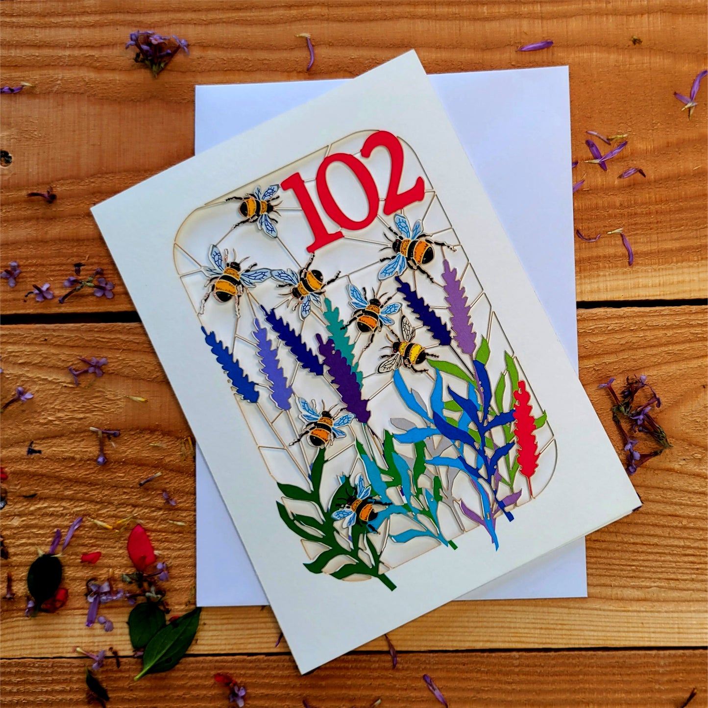 Age 102 Birthday Card, 102nd Birthday Card, Bee Card - Be102