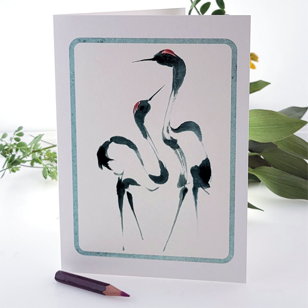 Two Cranes - Blank - Birds Card - D06