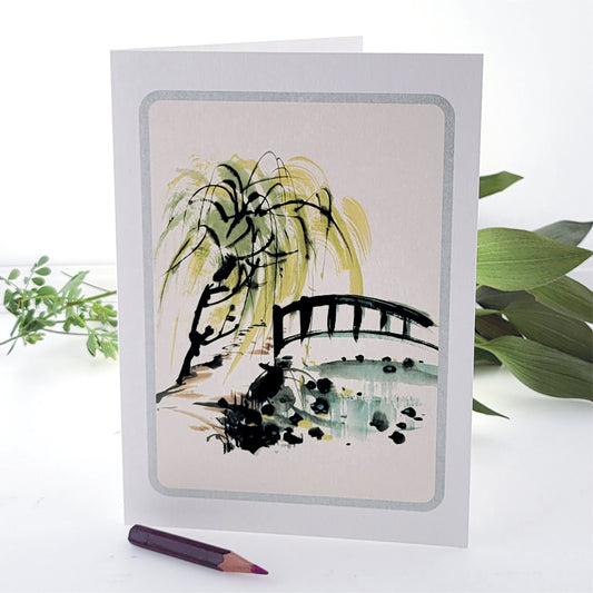 Bridge Under Willow Tree - Blank - Tree Card - D18