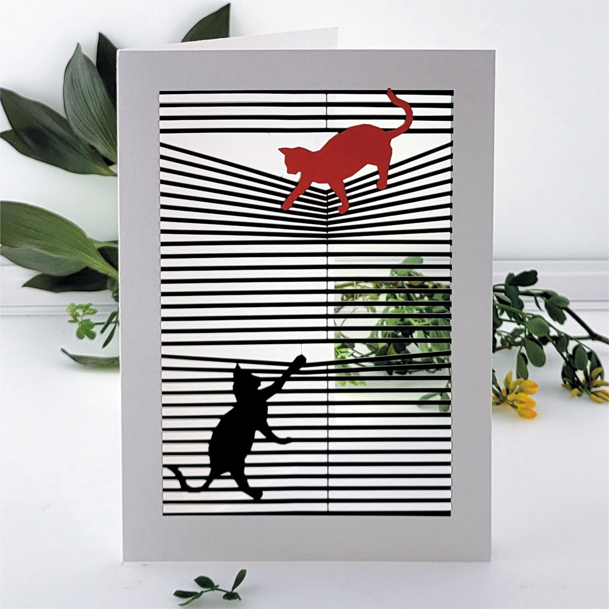 Cats on Blinds - Blank -  Cat Card - E26