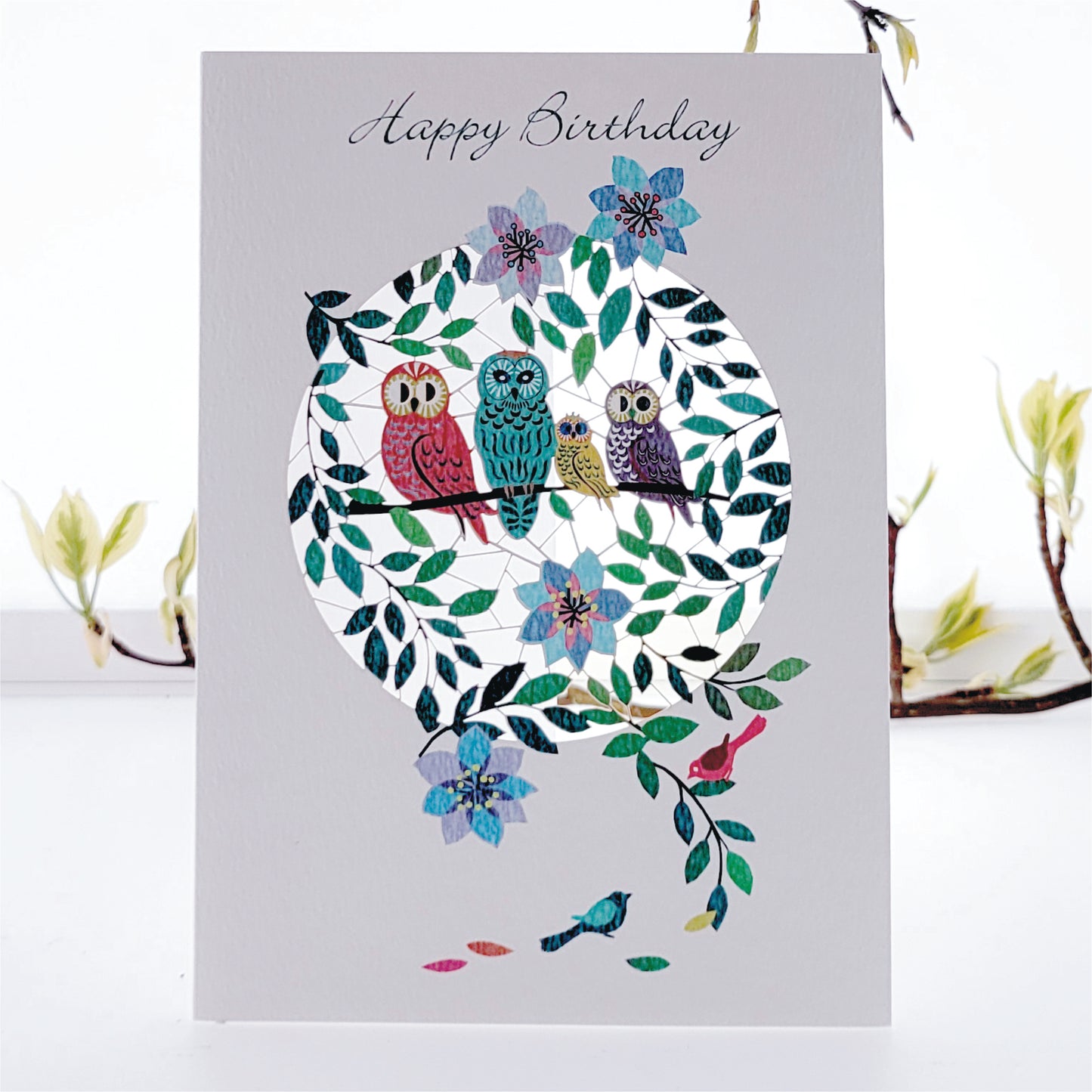 Owl Family - ''Happy Birthday'' - Birthday Card - F14