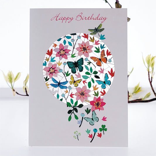 Flowers and Butterflies - ''Happy Birthday'' - Birthday Card - F15