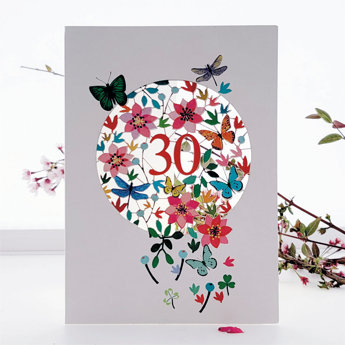 Age 30 Birthday Card, 30th Birthday Card,  Butterflies & Dragonflies Card - F030