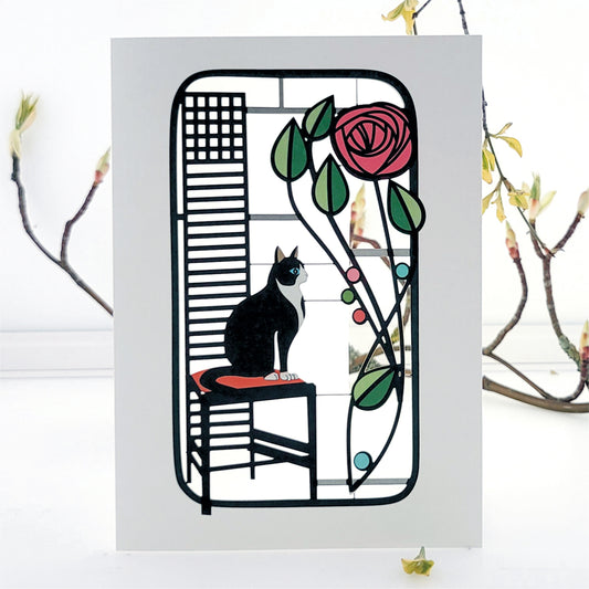 Cat - Blank - Charles Rennie Mackintosh Style Card - #MC001