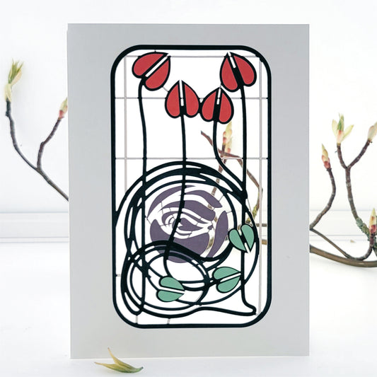Flowers - Blank - Charles Rennie Mackintosh Style Card - #MC007