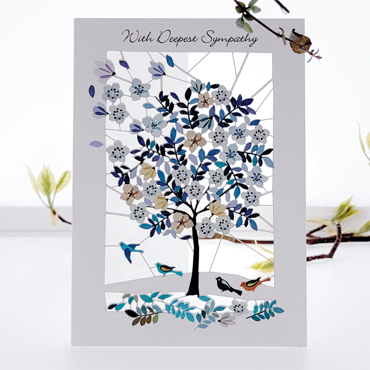 ''With Deepest Sympathy'' - Tree and Birds - Sympathy Card - #PM-105