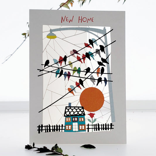 ''New Home'' Card, House & Birds - PM106