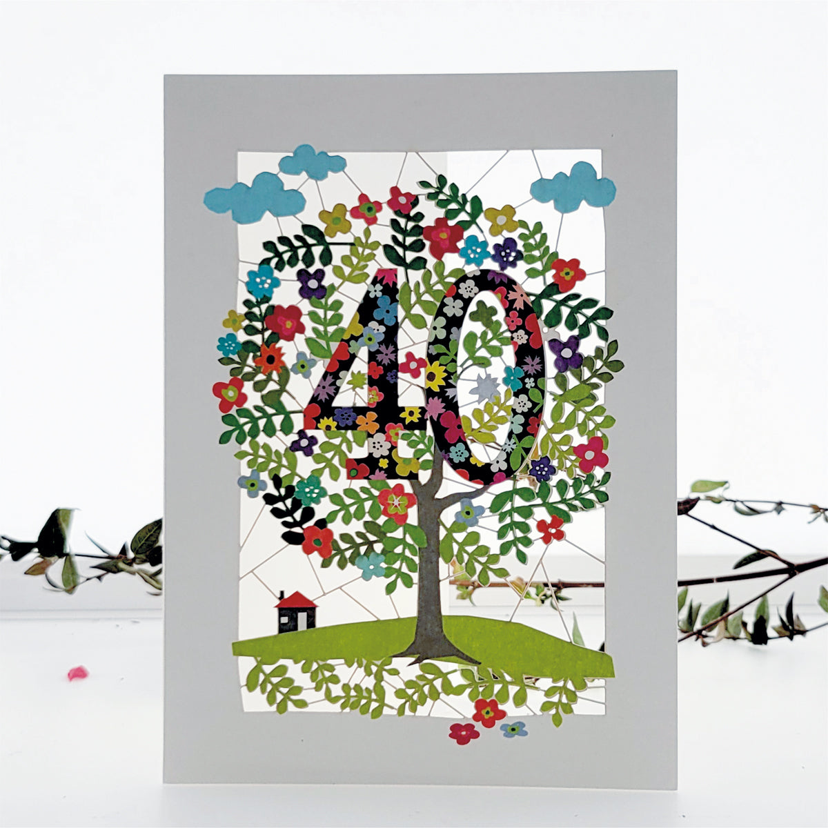 Age 40 Birthday Card, 40th Birthday Card,  Tree Card - Pm140