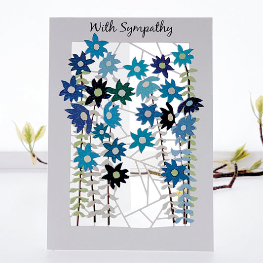 ''With Sympathy'' - Blue Daises - Sympathy Card - #PM-153