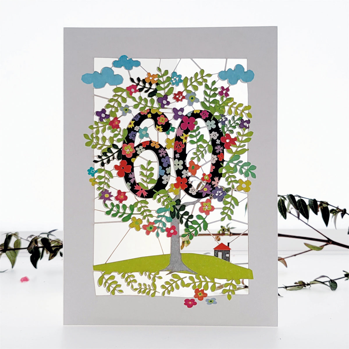 Age 60 Birthday Card, 60th Birthday Card,  Tree Card - Pm160