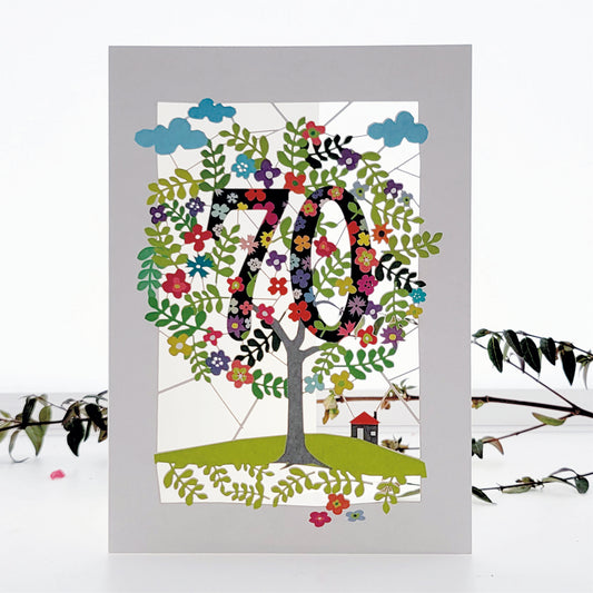 Age 70 Birthday Card, 70th Birthday Card,  Tree Card - Pm170