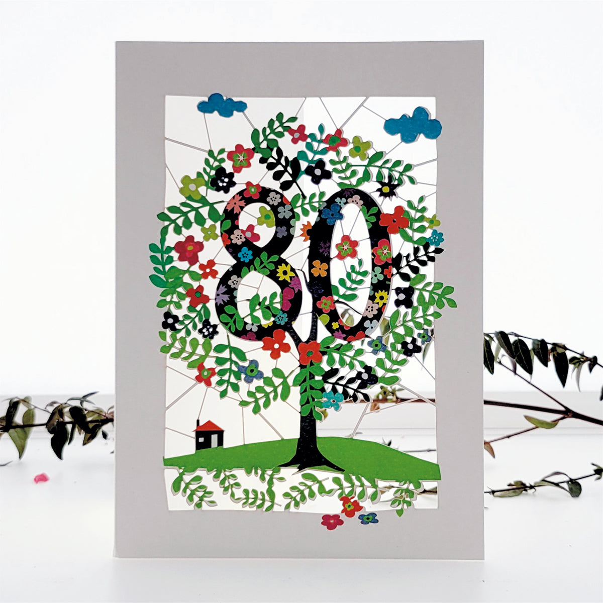 Age 80 Birthday Card, 80th Birthday Card,  Tree Card - Pm180