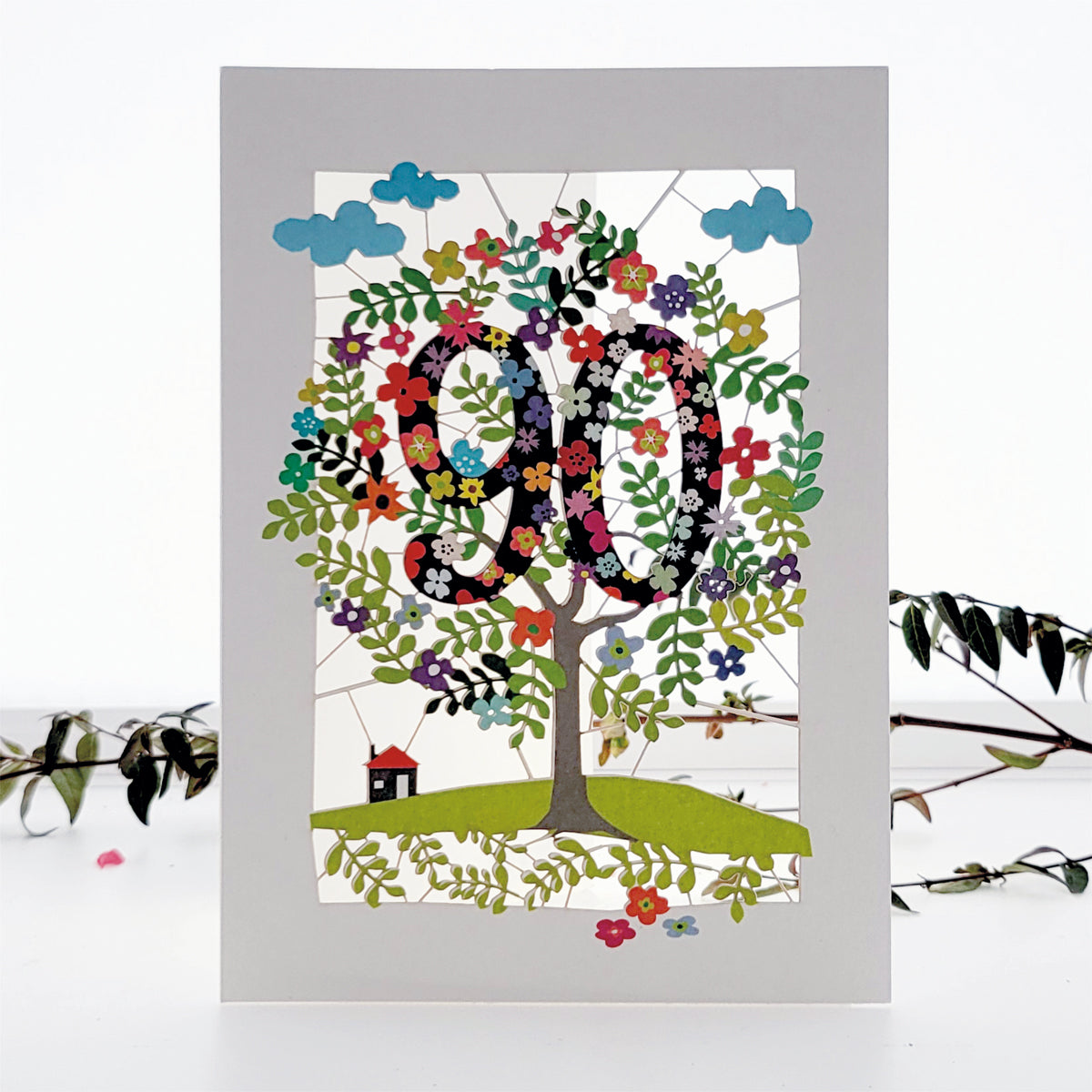 Age 90 Birthday Card, 90th Birthday Card,  Tree Card - PM190
