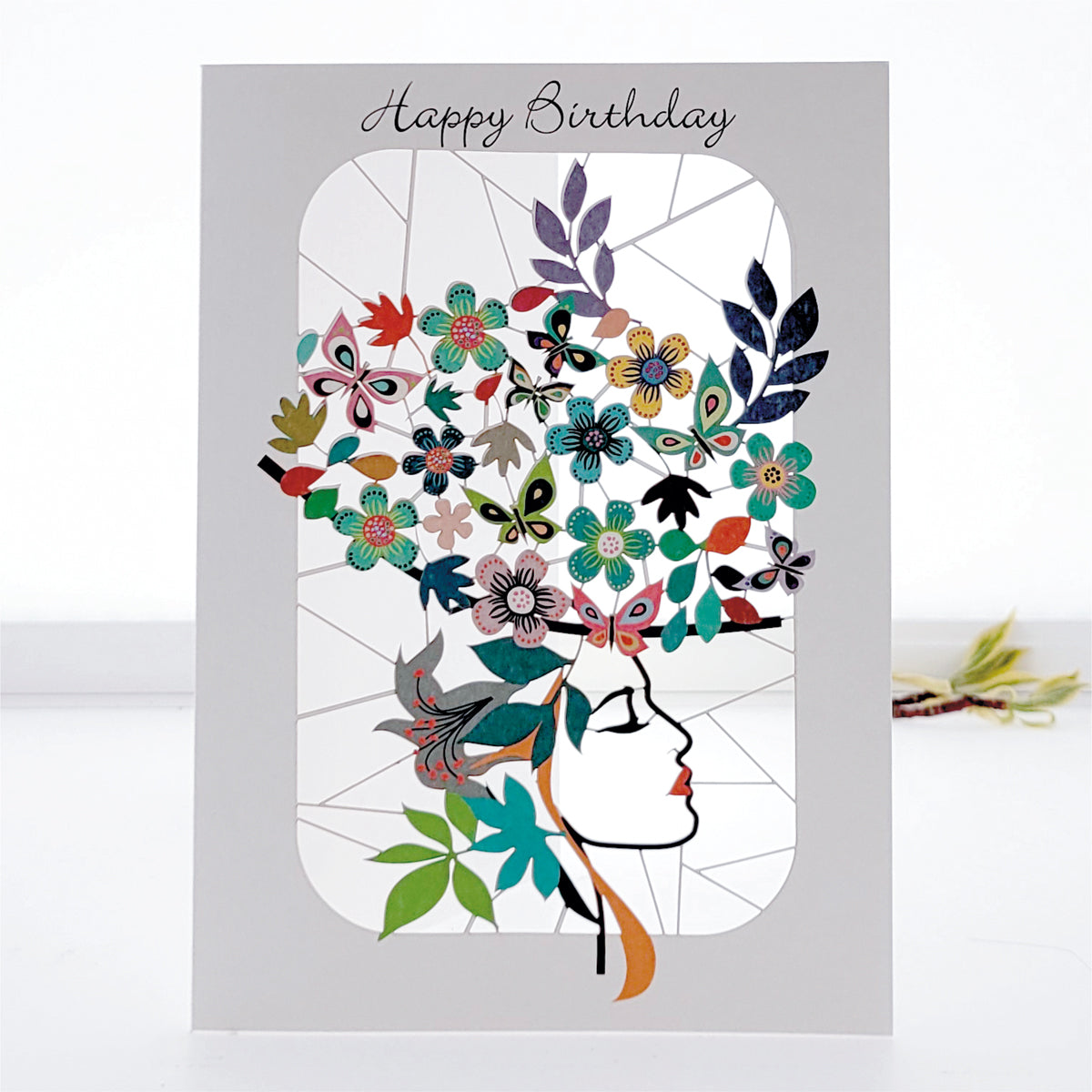 Flower Hat Lady - ''Happy Birthday'' - Birthday Card - PM218