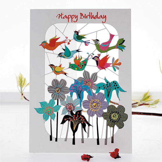 Birds & Flowers - ''Happy Birthday'' - Birthday Card - PM222