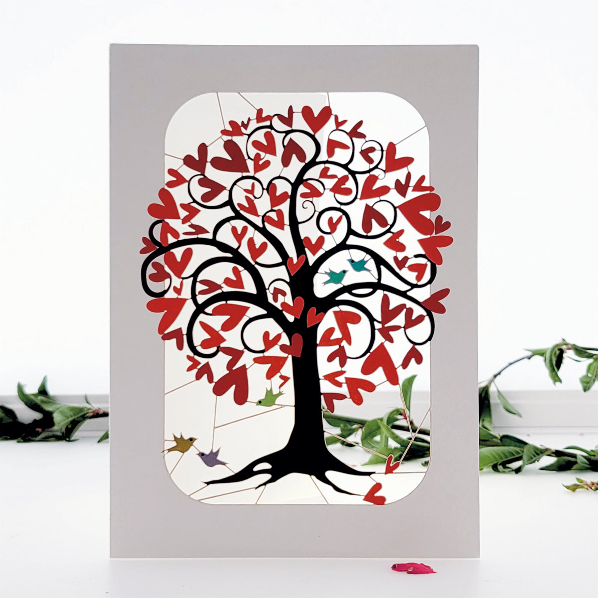 Curly Heart Tree - Blank - Love/Valentines Card - PM245