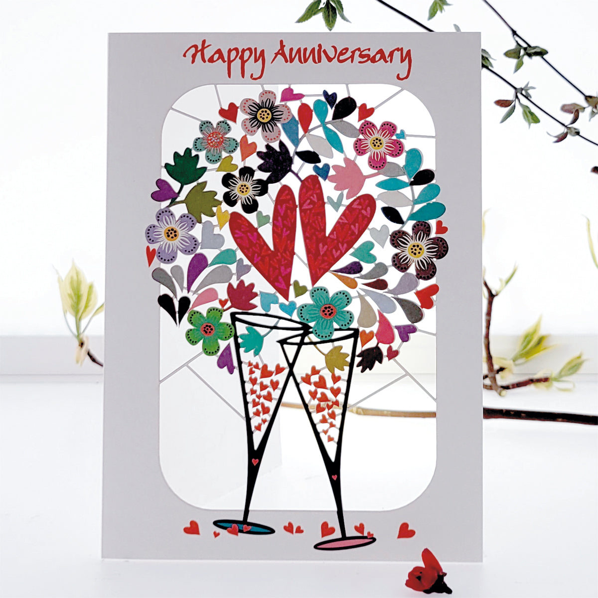 ''Happy Anniversary'' - Champagne Glasses - Anniversary Card, #PM-256