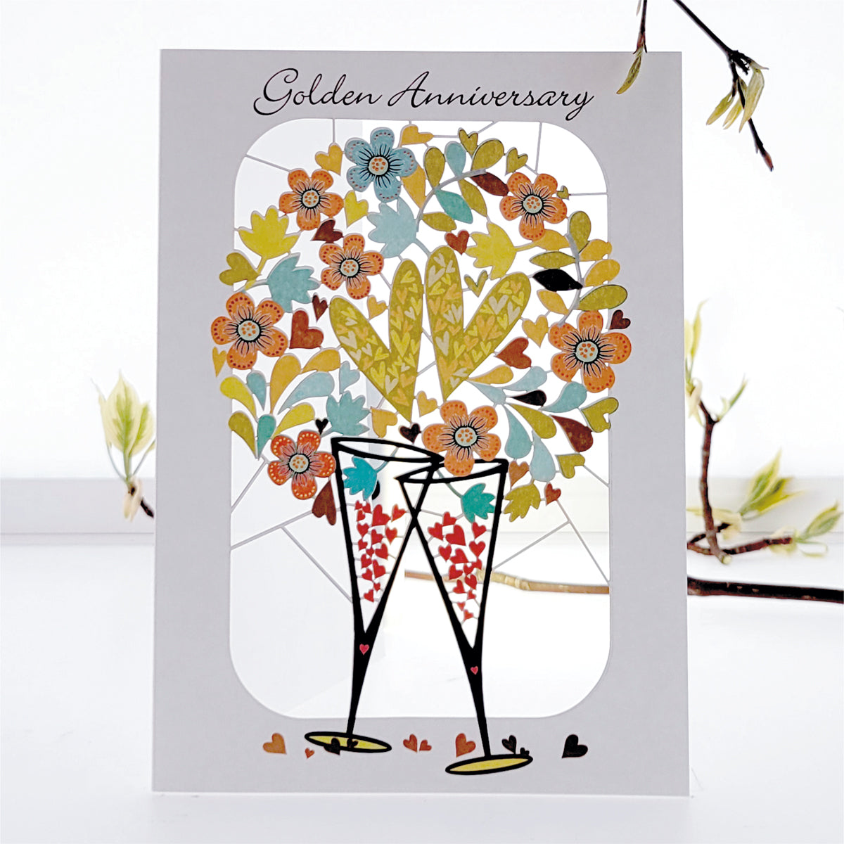 ''Golden Anniversary'' - Champagne Glasses - 50th Anniversary Card, #PM-261