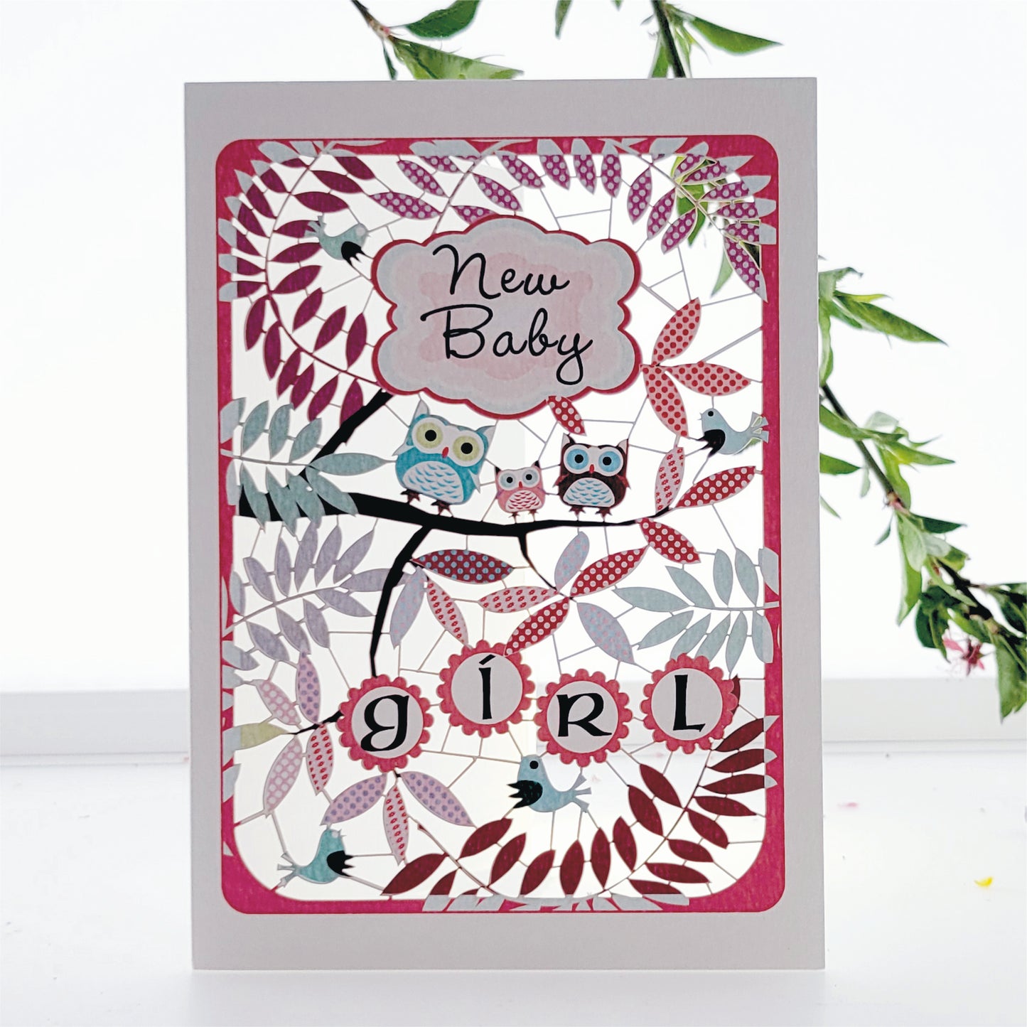 ''New Baby Girl'' Card, Baby Girl, - Owls - PM814