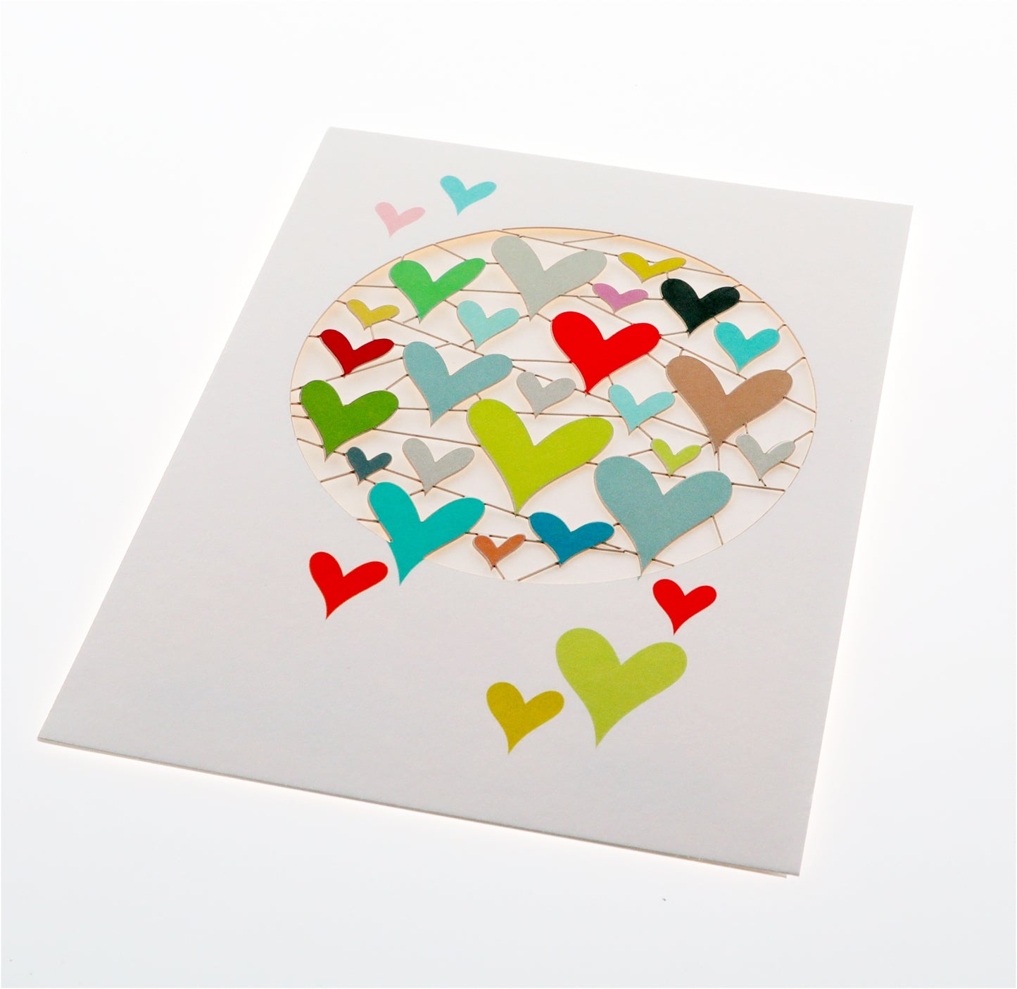 Multi Coloured Hearts - Blank - Love/Valentines Card - PM857