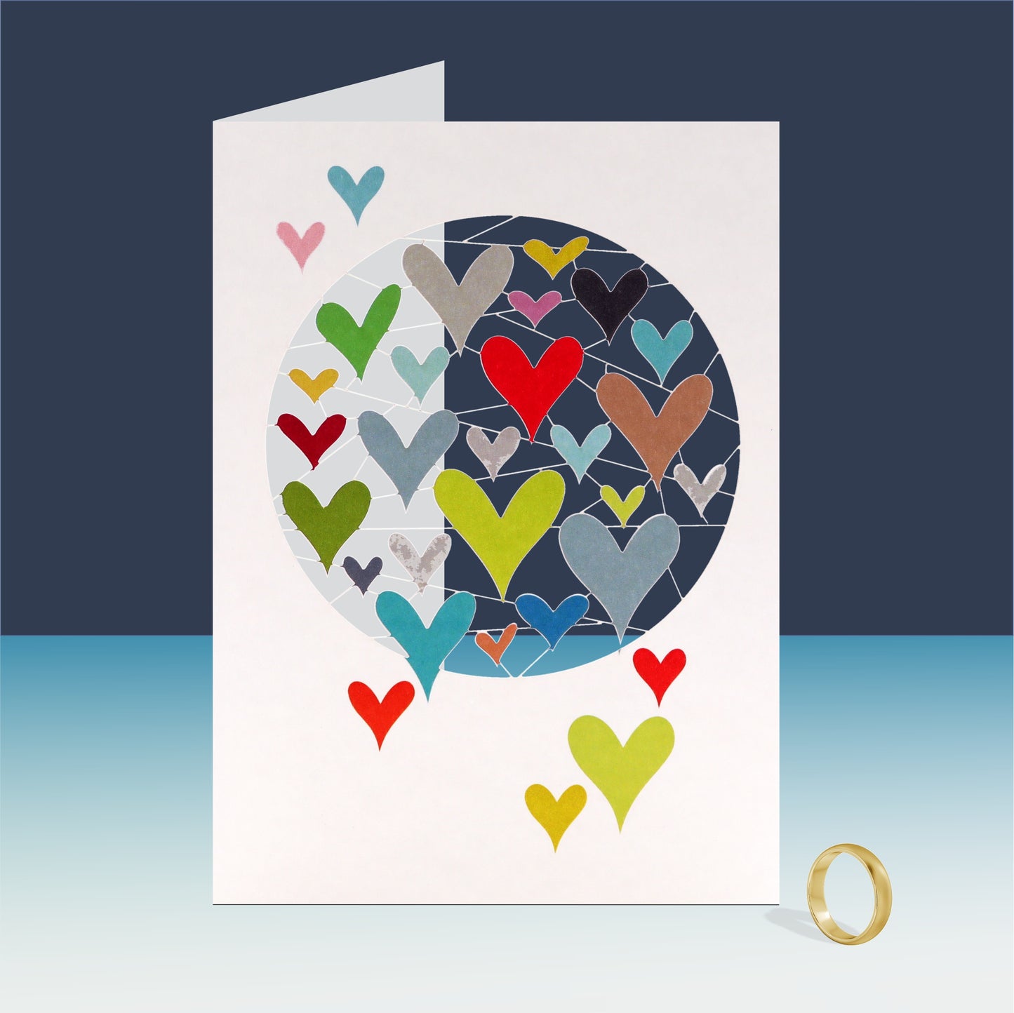 Multi Coloured Hearts - Blank - Love/Valentines Card - PM857