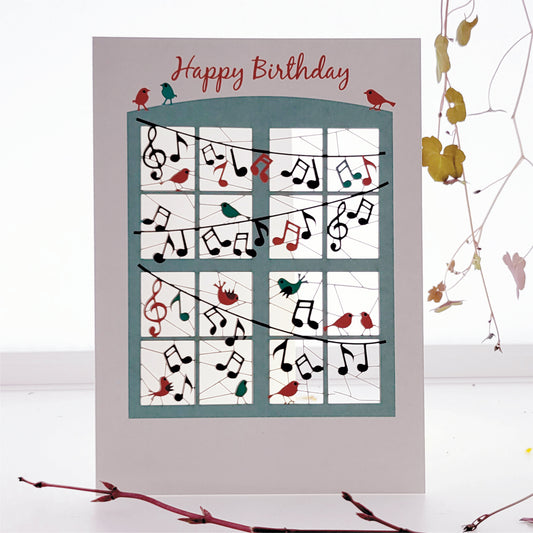 Music and Birds - ''Happy Birthday'' - Birthday Card - PM875