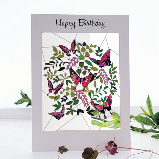 Pink Butterflies - ''Happy Birthday'' - Birthday Card - PM899