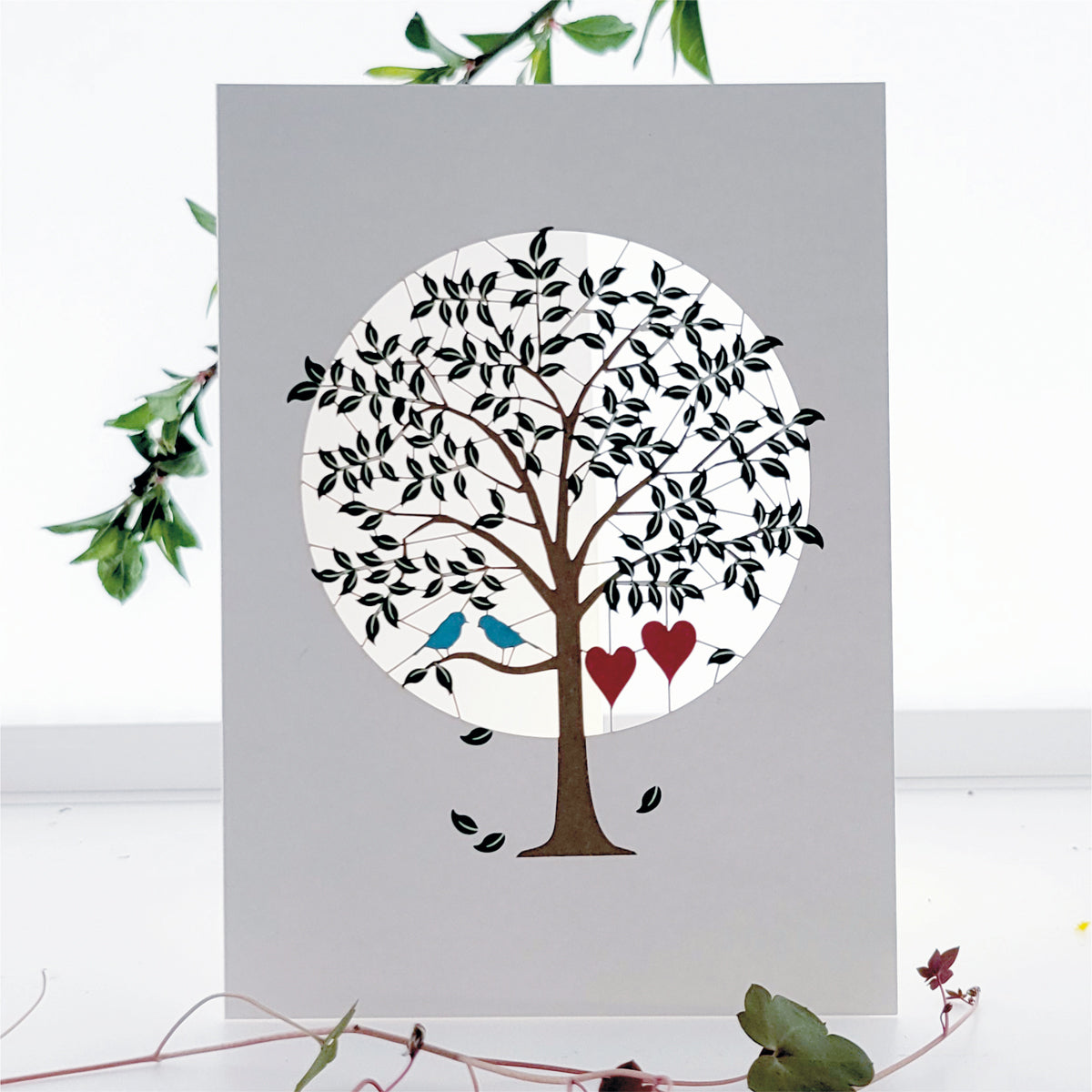 Love Birds in Tree - Blank - Love/Valentines Card - PM909