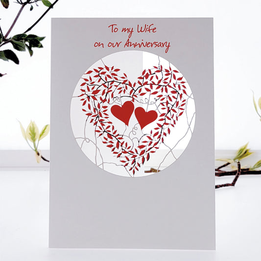 ''To My Wife on our Anniversary'' - Vine Heart - Red - Anniversary Card, #PM-921