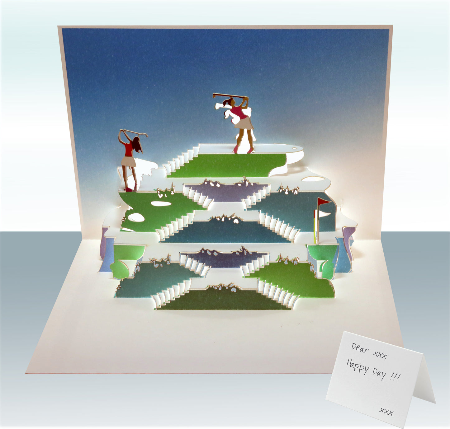 Pop Up - Blank - Ladies Golf Card - 3d Card, Birthday Card, Pop Up Card - #POP-079