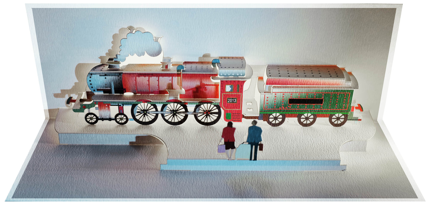 Pop Up - Blank - Steam Train Card- Red - 3d Card, Birthday Card, Pop Up Card #POP-103