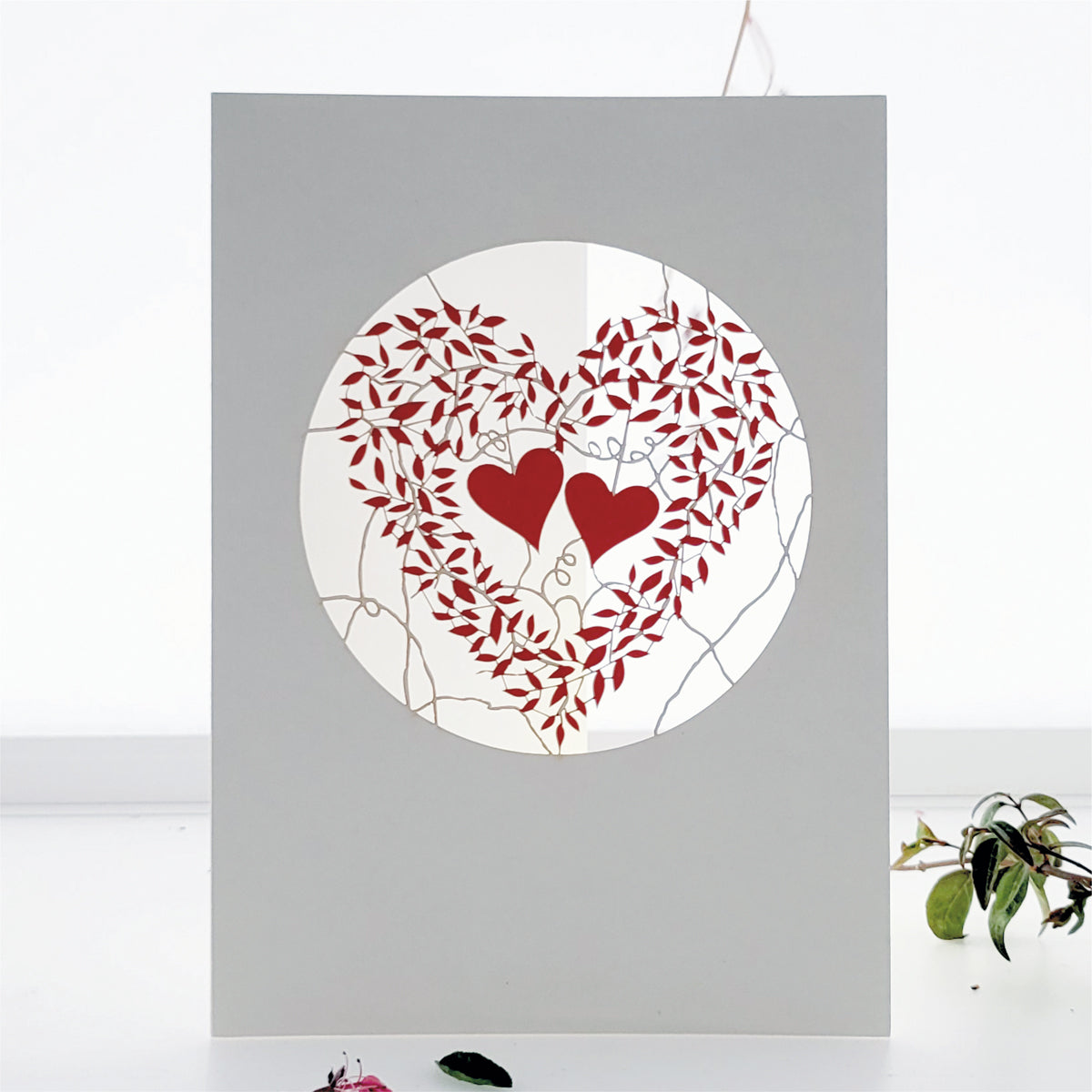 Vine Heart Red - Blank - Love/Valentines Card - VPM14