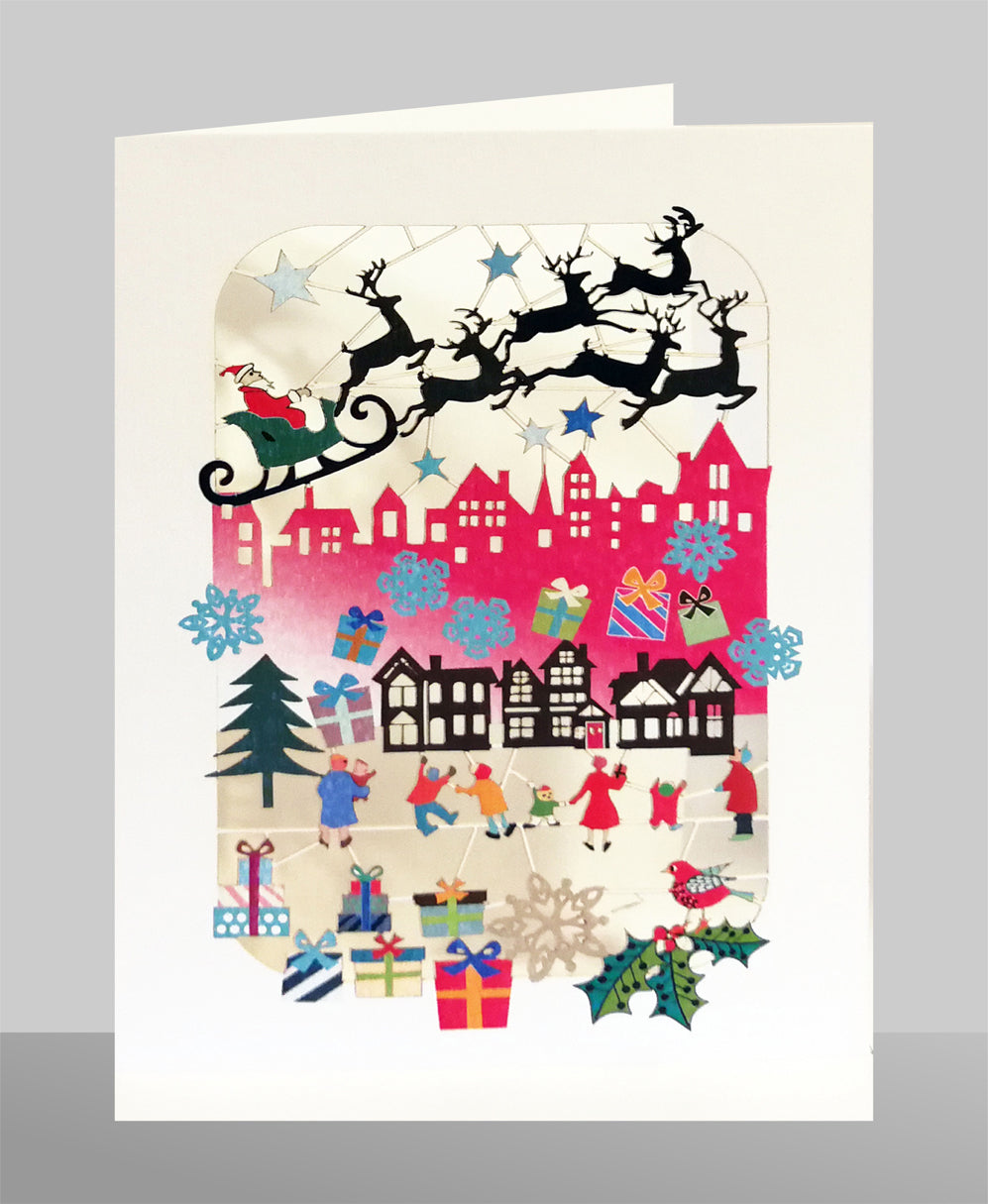 Father Christmas and Reindeer - Christmas Card - Blank - #XP-048