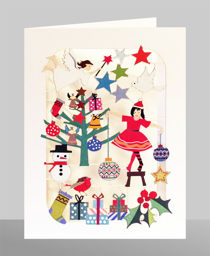 Decorating the Tree - Christmas Card - Blank - #XP-056